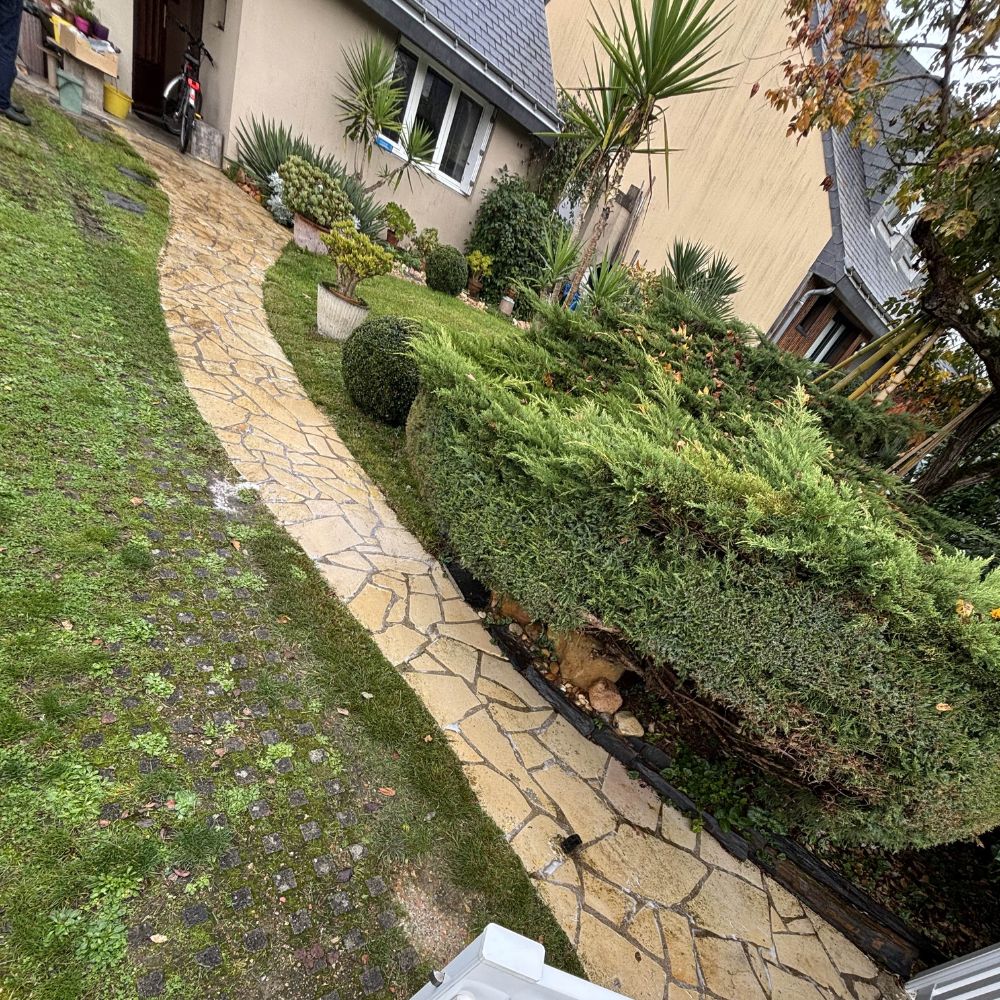 Nettoyage d'une allée à Angers - allée - maison